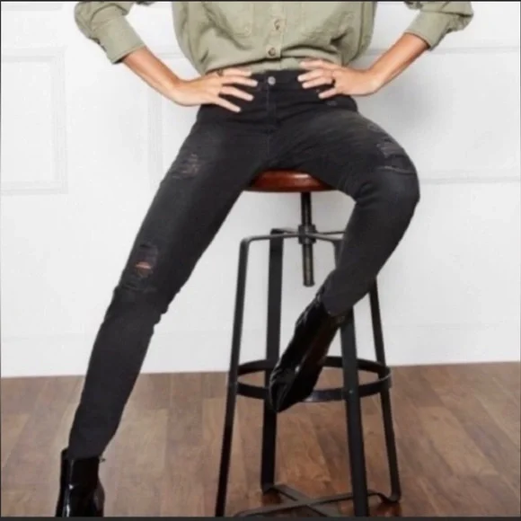 Anine Bing charcoal black distressed skinny jeans - Picture 3 of 8